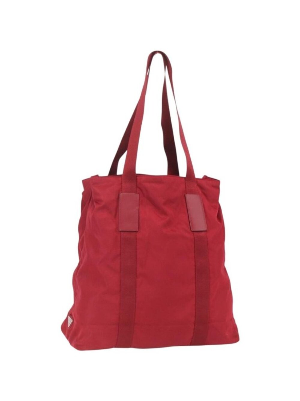 PRADA Tote Bag Nylon Red Silver